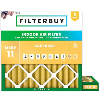 Filterbuy 12x12x2 Air Filter MERV 11 Pet & Allergy Defense (2-Pack) - size: 12x12x2