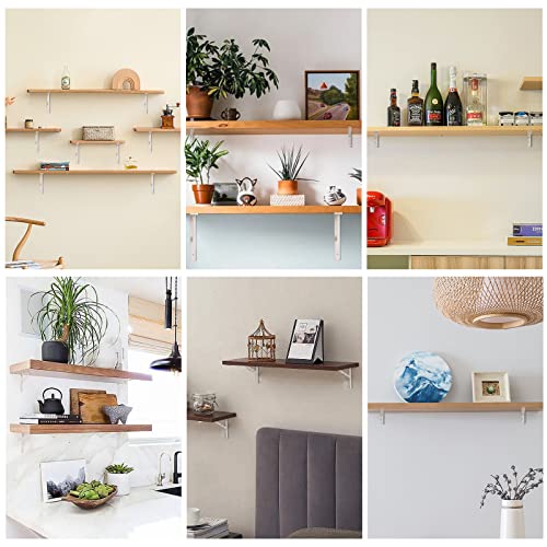 Shelf Brackets 14 Inch, Heavy Duty 90 Degree Floating Wall Shelves Brackets Triangle Shelf Brackets, Solid Stainless Steel Decorative Angle Brackets, 2-Pack (White) - size: L14 IN (Solid-White)