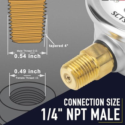 0-60 Psi Low Pressure Gauge, Liquid Filled, 1/4" NPT Lower Mount - size: 0-60 Psi, style: Lower Mount