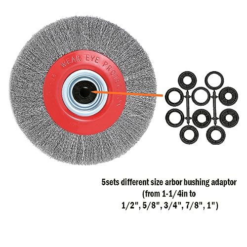 8in Bench Wire Wheel Brush for Bench Grinder Coarse Crimped Steel Wire 0.012" with 1/2" 5/8" 3/4" 7/8" 1"(5sets) Spacer Arbors - 2pack - style: 8in 2pcs