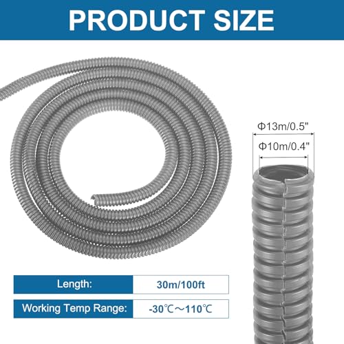 MECCANIXITY 3/8" 100ft Split Wire Loom Tubing w/Installation Tool Gray - color: Gray, size: 3/8 Inch 100ft