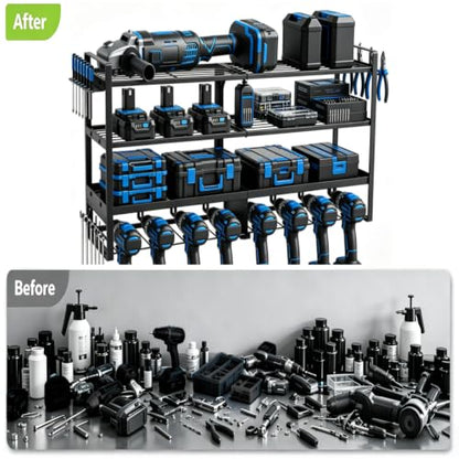 4-Tier Wall-Mounted Tool Organizer, Black