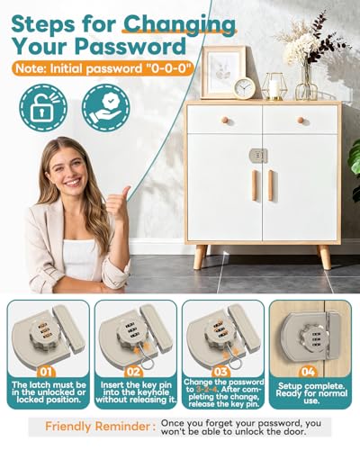 Cabinet Locks with Combination, 180° Sliding Closet Door Lock - color: Nickel