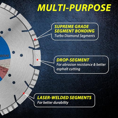RHAPSODY 12Inch Laser Welded Diamond Saw Blade,Segmented All Purpose Blade - size: 12 Inch