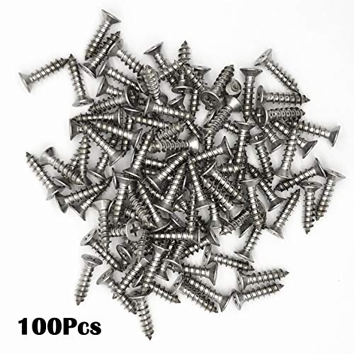 5 x 20mm Screw, Flat Head, Phillips Drive, Self Drilling, 304 Stainless Steel Drywall Wood Screws 100Pcs - size: 5 x 20mm