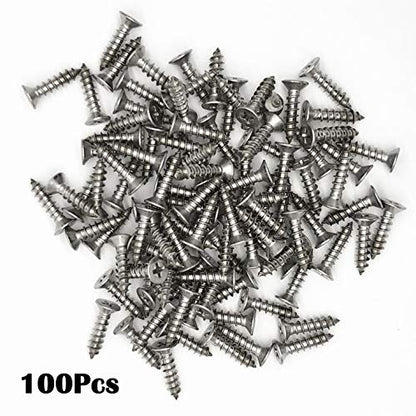 5 x 20mm Screw, Flat Head, Phillips Drive, Self Drilling, 304 Stainless Steel Drywall Wood Screws 100Pcs - size: 5 x 20mm