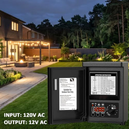 120W Low Voltage Transformer Photocell Timer 12V AC