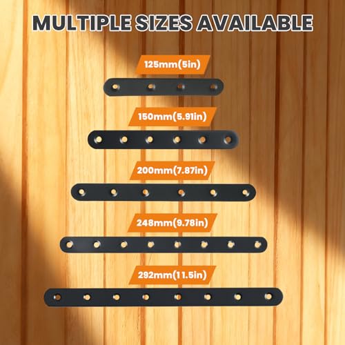 Alise Flat Bracket ,12 Inch Black Mending Plate Flat Brace for Wood Shelves - color: Black, size: 12 Inch