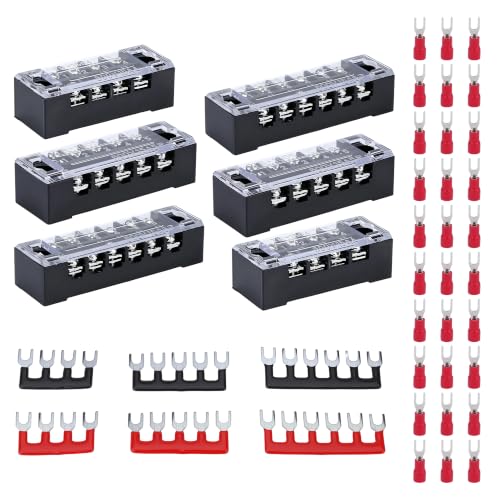 Terminal Block 15A 600V 4/5/6 Position Dual Row Screw Terminal - size: 6PCS 15A 4/5/6P