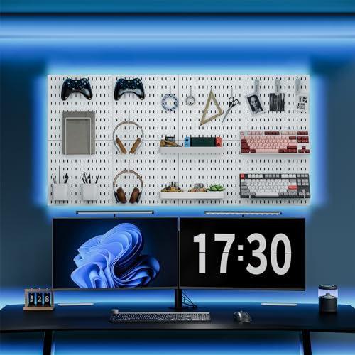 MULSAME Pegboard Combination Kit, 25.2" x 25.2" Wall Mounted Storage Set with 4 Pegboards & 20 Accessories Hanging, Peg Boards Organizer - color: White, size: 25.2" * 25.2"