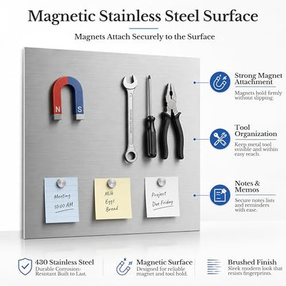 2 Pack 430 Magnetic Stainless Steel Sheets, 18 Gauge 24"x12" Brushed Metal - size: 24″× 12″