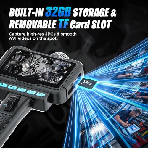 Two-Way Articulating Borescope, 210° Endoscope Camera with Light
