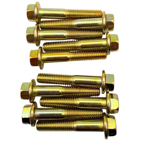 3/8"-16 x 2-1/4" Grade 8 Hex Flange Bolts Qty 10 | SAE J429 High-Strength Coarse Thread Fasteners for OEM, MRO & Industrial Use 2.25" Yellow Zinc Plated
