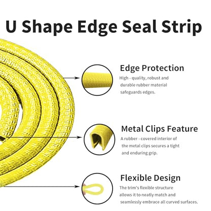 20ft(6000mm) 1/16"(1.5mm) UZ-01 Yellow Rubber Edge Trim,U Channel - size: 1/16in 20ft yellow UZ-01
