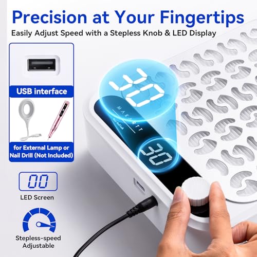 Makartt Nail Dust Collector - 4200 RPM Adjustable Speed Digital Display - color: Larina Nail Dust Collector