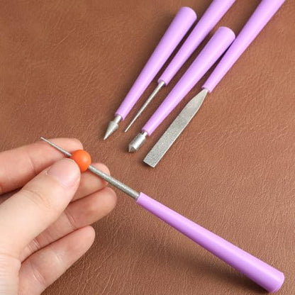 5 PCS Bead Reamer for Jewelry Making, Bead Reamer Hole Enlarger Tool for Glass Plastic Metal Wood Beads, Remove Burrs Smooth Edges