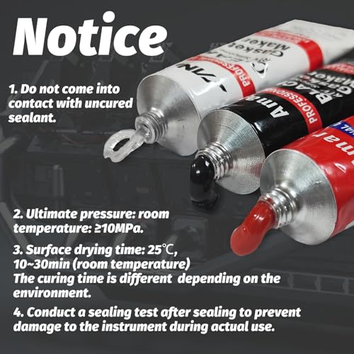 1DFAUL RTV Silicone Gasket Maker, High Temp Silicone Resist Oil, Red, 340g - color: Red, size: 340g
