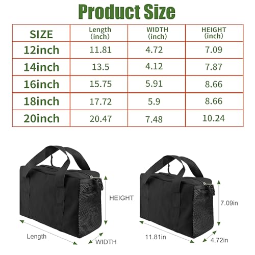 18" Tool Bag, Small Capacity Tool Bags for Men, Canvas Tools Organizer Bag - color: Black, size: 18 Inch