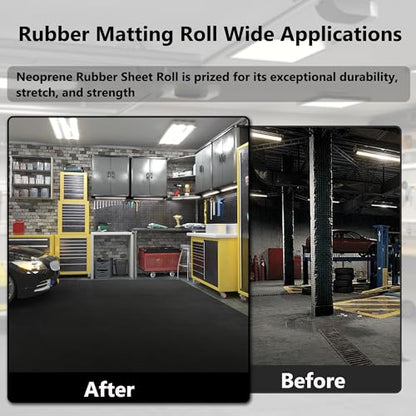 Nisorpa Neoprene Rubber Rolls 3.3x6.6 ft 1/8'' Thick Rubber Flooring Roll - size: 3.3 x 6.6 FT