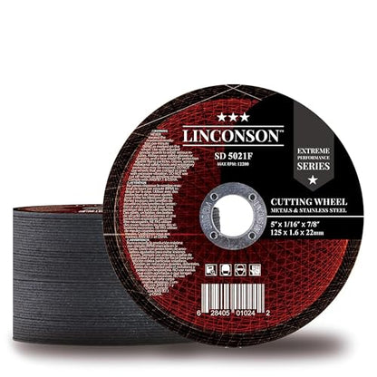 LINCONSON 50 Pack 5 Inch Cut Off Wheel for Metal & Stainless Steel Used On Angle Grinder 5”x1/16”x7/8" Flat Disc (SD 5021F) - style: 5 Inch 50 Pack