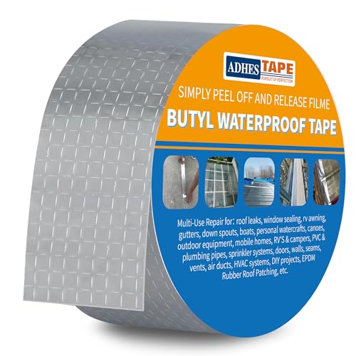ADHES Butyl Tape Waterproof Tape, 2inch x 16feet Aluminum Foil Tape - color: Silver, size: 2 inches x 16 feet