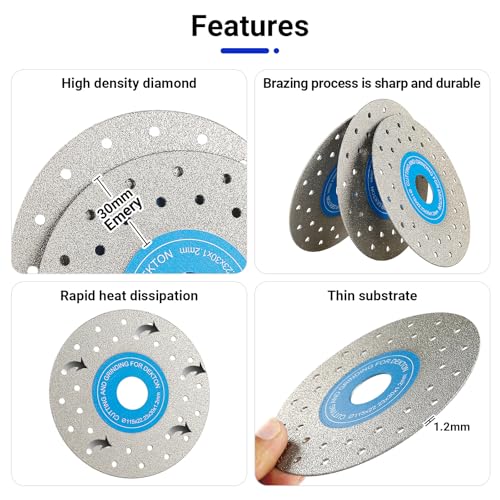 LOZLIN 4.5 Inch Diamond Saw Blade, Ultra Thin Tile Cutting Disc, Wet Dry Cutting for Ceramic Porcelain Marble Granite Stone, 4 1/2 Inch Cutting Wheel for Angle Grinder