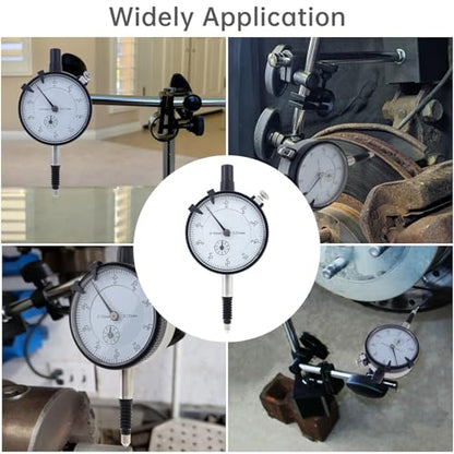 Metric Dial Indicator, 0-10 mm by 0.01 mm Precision Test Gauge, Dial Test Measuring Instrument with Waterproof Cover, Industrial Tool, Lug Back, White Dial