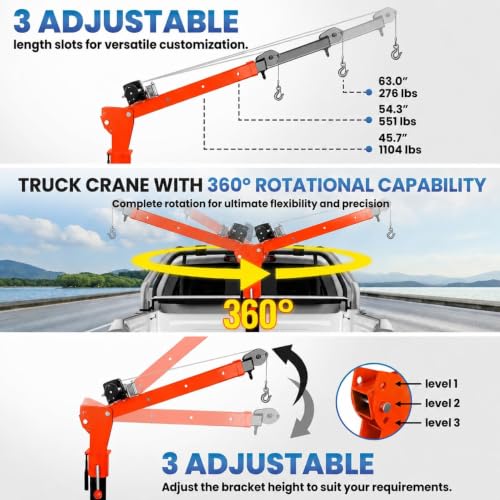 1100 LBS Truck Bed Crane, 3500 LBS Electric Pickup Truck Crane with Winch - size: 3500LBS(V3)