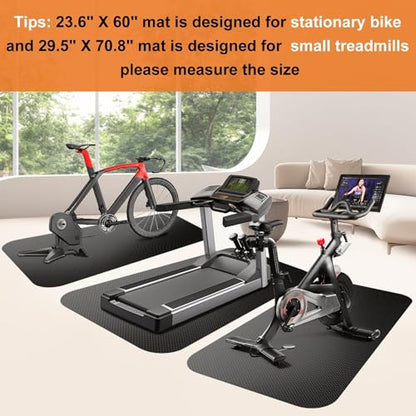 Bike Mat,Treadmill Mat,Compatible for Elliptical,Exercise Bikes, Stationary Cycles,Spin Bike,Under Exercise Bike Trainer Pad for Indoor Stationary Gym Fitness Equipment Hardwood Floor Protector - size: 47.3" x 23.6"