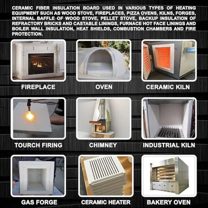 2 Pack Ceramic Fiber Board - 0.47" Thick x 18" x 24" - Fireproof Board - size: 0.47" x 18" x 24" / 2 PCS