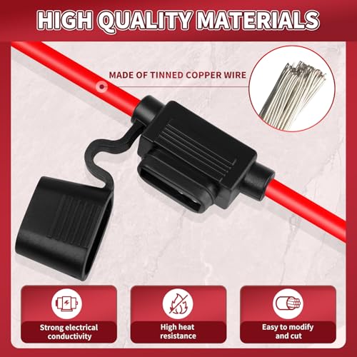 Inline Fuse Holder 12V 2 Pack, 16 AWG Waterproof Fuse Holder 11.8 Inch, in Line Fuses Holders 12V with 2 Pcs Standard Car Fuses 15A Blade Holders for Automotive, Marine by XIOGZAXI - size: 16 AWG / 11.8 INCH