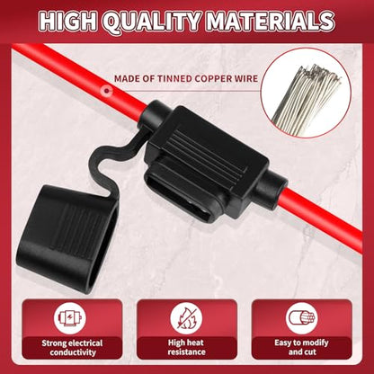 Inline Fuse Holder 12V 2 Pack, 14 AWG Waterproof Fuse Holder 11.8 Inch, in Line Fuses Holders 12V with 2 Pcs Standard Car Fuses 20A Blade Holders for Automotive, Marine by XIOGZAXI - size: 14 AWG / 11.8 INCH