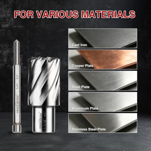 ANGELSWORD M2 HSS Annular Cutter,Diameter 11/16" x Depth 2",Mag Drill Bit - size: E. 11/16" Diameter, style: HSS 2" Cut Depth