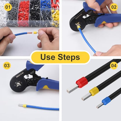 Preciva Ferrule Crimping Tool with 2000Pcs Wire Connectors, AWG23-7 - color: Blue