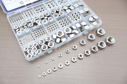 550Pcs SAE & Metric Hex Nuts Kit, 304 Stainless Steel Hex Nut Kit - size: Metric and SAE Kit---550Pcs