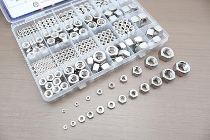 550Pcs SAE & Metric Hex Nuts Kit, 304 Stainless Steel Hex Nut Kit - size: Metric and SAE Kit---550Pcs