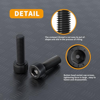 M6-1.0 x 12mm Socket Head Cap Screws, 12.9 Grade Alloy Steel, Black Oxide Finish, Machine Thread, Allen Socket Drive, Quantity 50 - size: M6 x 12mm(50 PCS)