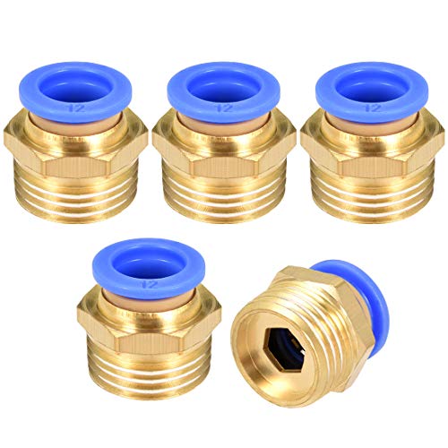 uxcell Straight Pneumatic Push to Quick Connect Fittings G1/2 Male x 12mm Tube OD 5pcs - size: 12mm
