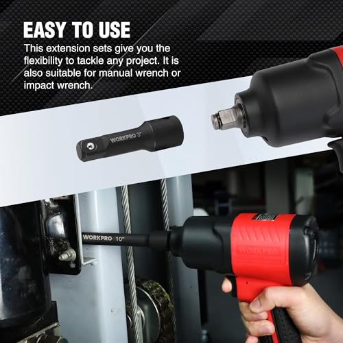 WORKPRO 3/8" Drive Impact Extension Bar Set, Socket Extensions - style: 3/8" DR