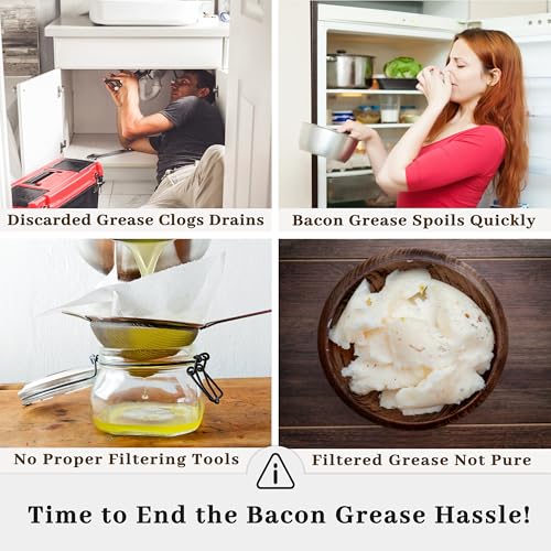 Ayerphalo 24oz Enamel Bacon Grease Container with Strainer, Farmhouse White - color: White, size: 24oz