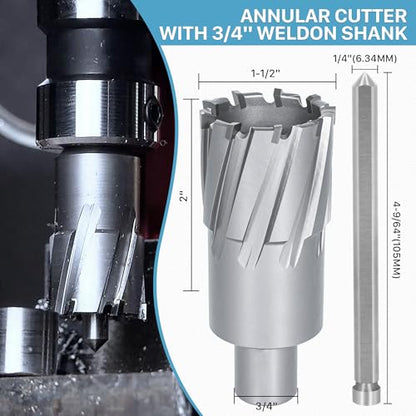 KEENTECH Carbide-Tipped Annular Cutter 1-1/2" Diameter x 2" Depth - size: 1-1/2" Dia * 2" Depth