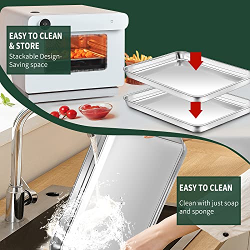 Quarter Sheet Pan with Cooling Rack Set [2 Baking Sheets + 2 Baking Racks], CEKEE Stainless Steel Cookie Sheets for Baking and Wire Rack - Rust & Warp Resistant & Nonstick, Size 12 x 9.8 x 1 Inch - size: 12*10*1Inch