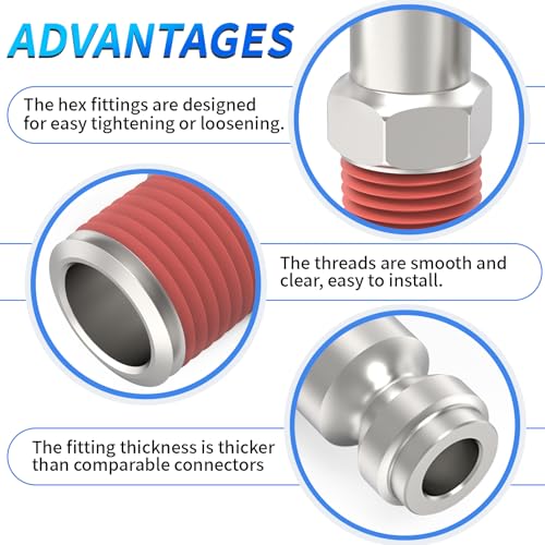 ChillWaves Automotive T-Style Air Plug, 1/4" NPT Male Pneumatic Plugs, Air Compressor Accessories Fittings(10-PACK) - size: 1/4" MNPT(1/4" Body)