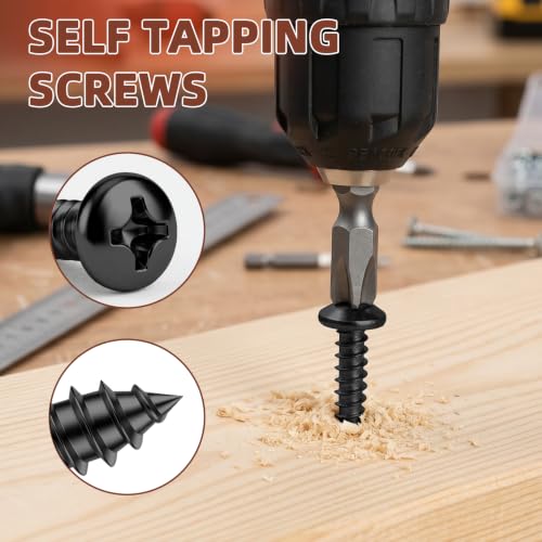 Mellewell #8 x 2 Pan Head Self Tapping Screw, Pan Head Sheet Metal Screws Wood Screws, Black Finish Stainless Steel 304 (18-8), 50 Pack - color: Black, size: #8 x 2"