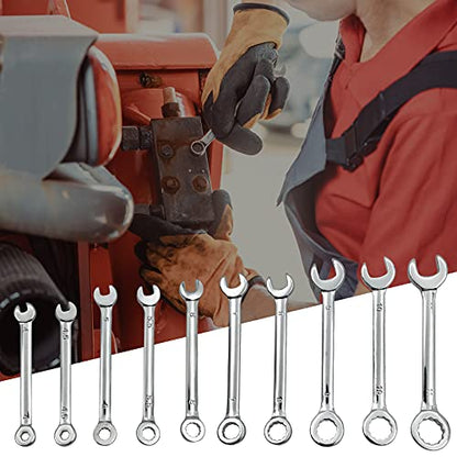 Mini Wrench Set Open End Wrench Combination Wrench Sets With Chain Ring Metric Type Wrenches (10pcs) - size: Blue is Metric Type