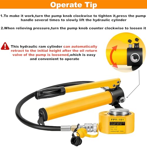 10T Hydraulic Cylinder Jack Porta Power Kit with CP-180 Hydraulic Pump - size: 10T 11mm/0.43' Stroke Hydraulic Jack + CP-180 Pump