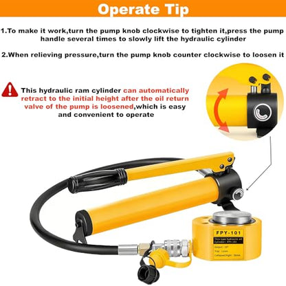 10T Hydraulic Cylinder Jack Porta Power Kit with CP-180 Hydraulic Pump - size: 10T 11mm/0.43' Stroke Hydraulic Jack + CP-180 Pump