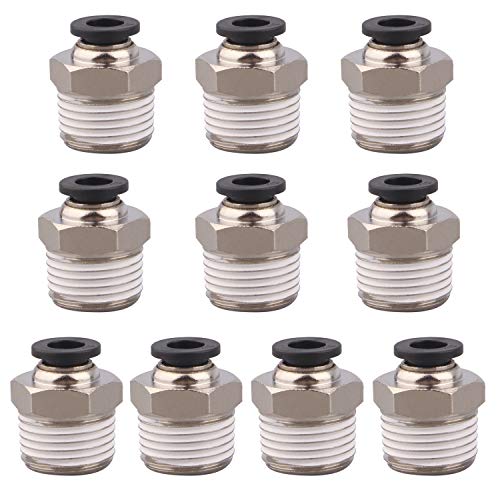 PC Push to Connect Tube Fitting, Male Straight - 1/4" Tube OD x 3/8" NPT Thread, Pack of 10 - size: 1/4"OD x 3/8"NPT, style: Pack of 10