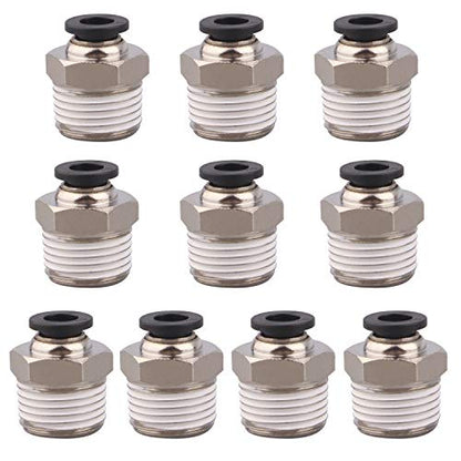 PC Push to Connect Tube Fitting, Male Straight - 1/4" Tube OD x 3/8" NPT Thread, Pack of 10 - size: 1/4"OD x 3/8"NPT, style: Pack of 10