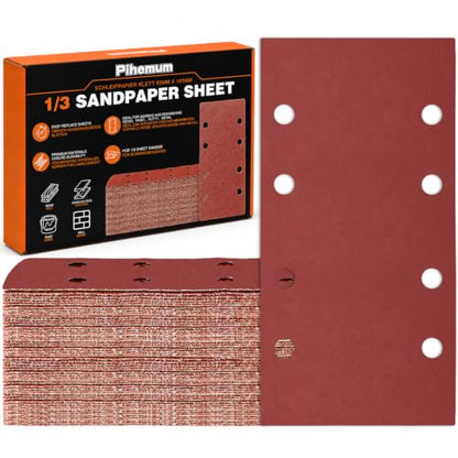 80 PCS 1/3 Sandpaper Sheets 600 Grit 8 Hole - color: GRIT 600